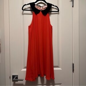 NWOT Audrey 3+1 Charming Red Sleeveless Women Dress with Black Collar S